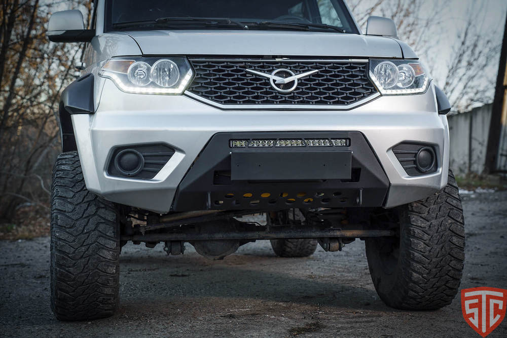 Мини силовой бампер (площадка под лебедку) Уаз Патриот 2015-