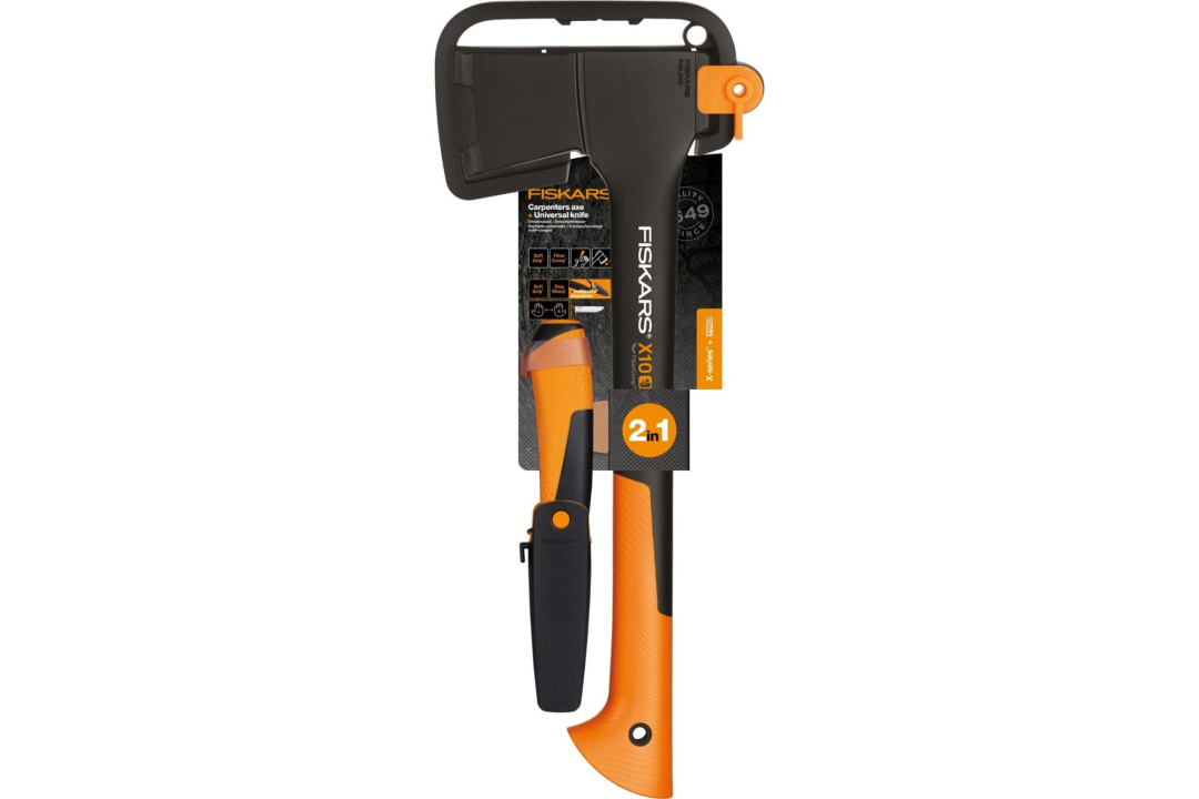 Универсальный топор Х10 + универсальный нож с точилкой, FISKARS