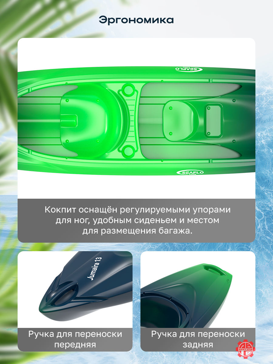 Каяк SEAFLO River Rover XL тандем 13 (400 см), тип Sit-In. синий.