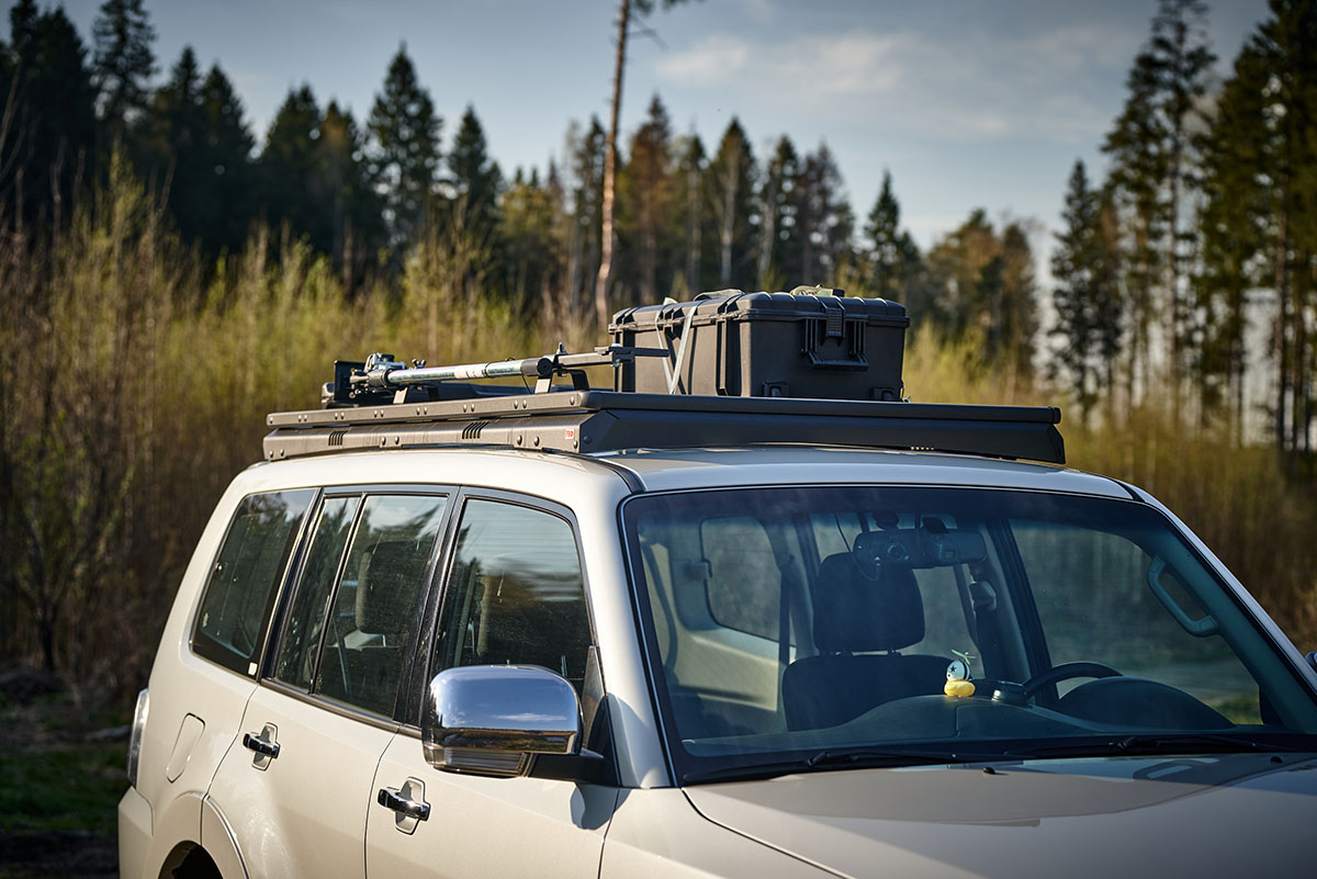 Багажник экспедиционный (платформа) алюминиевый РИФ 1150x2080 мм для Mitsubishi Pajero IV (с крепежом)