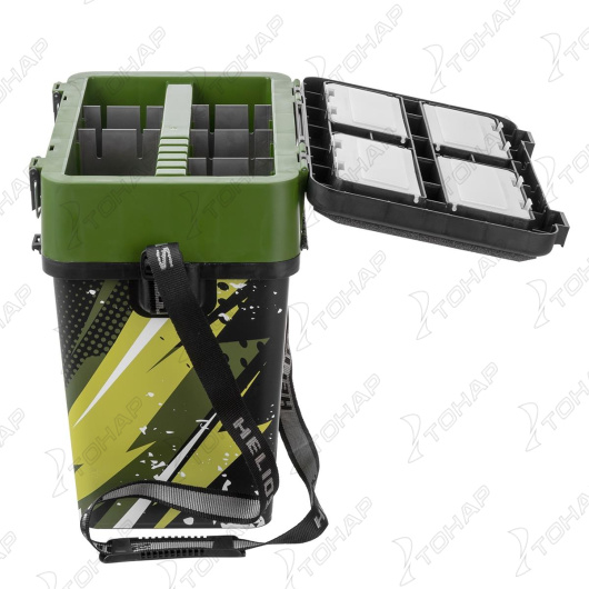 Ящик рыболовный зимний HELIOS ZANDER, 19 л, двухсекционный хаки