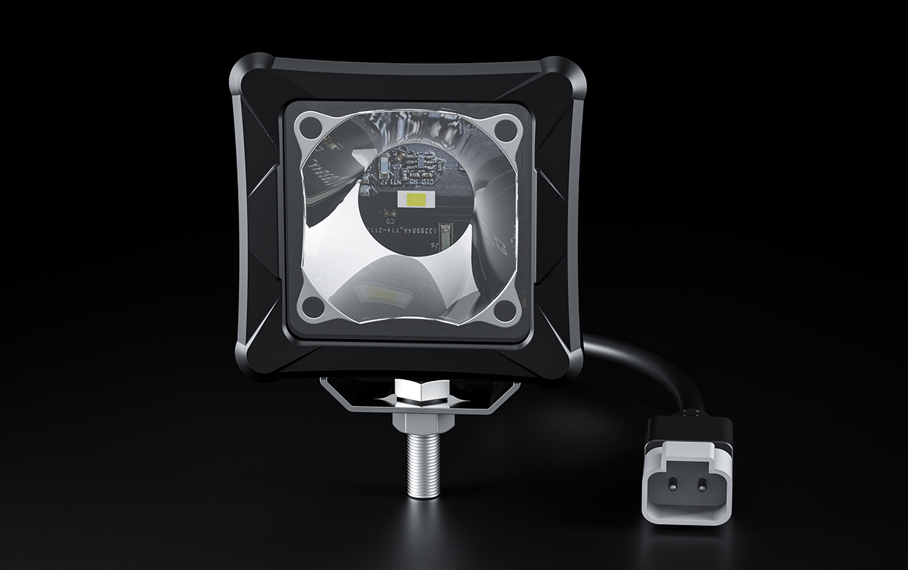 Светодиодная фара дальнего света AURORA 76x76 мм 30W с RGB подсветкой