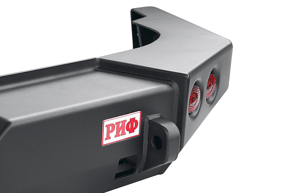 Бампер РИФ задний Jeep Wrangler JK 2006+ с квадратом под фаркоп и фонарями, стандарт
