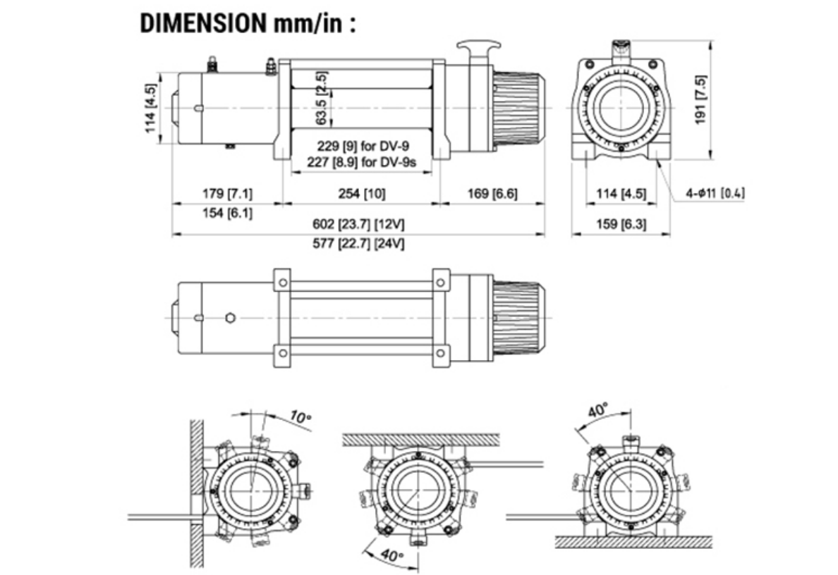 лебедка COMEUP DV-9 ЕАС (4082кг/12V ролики, сталь. трос)