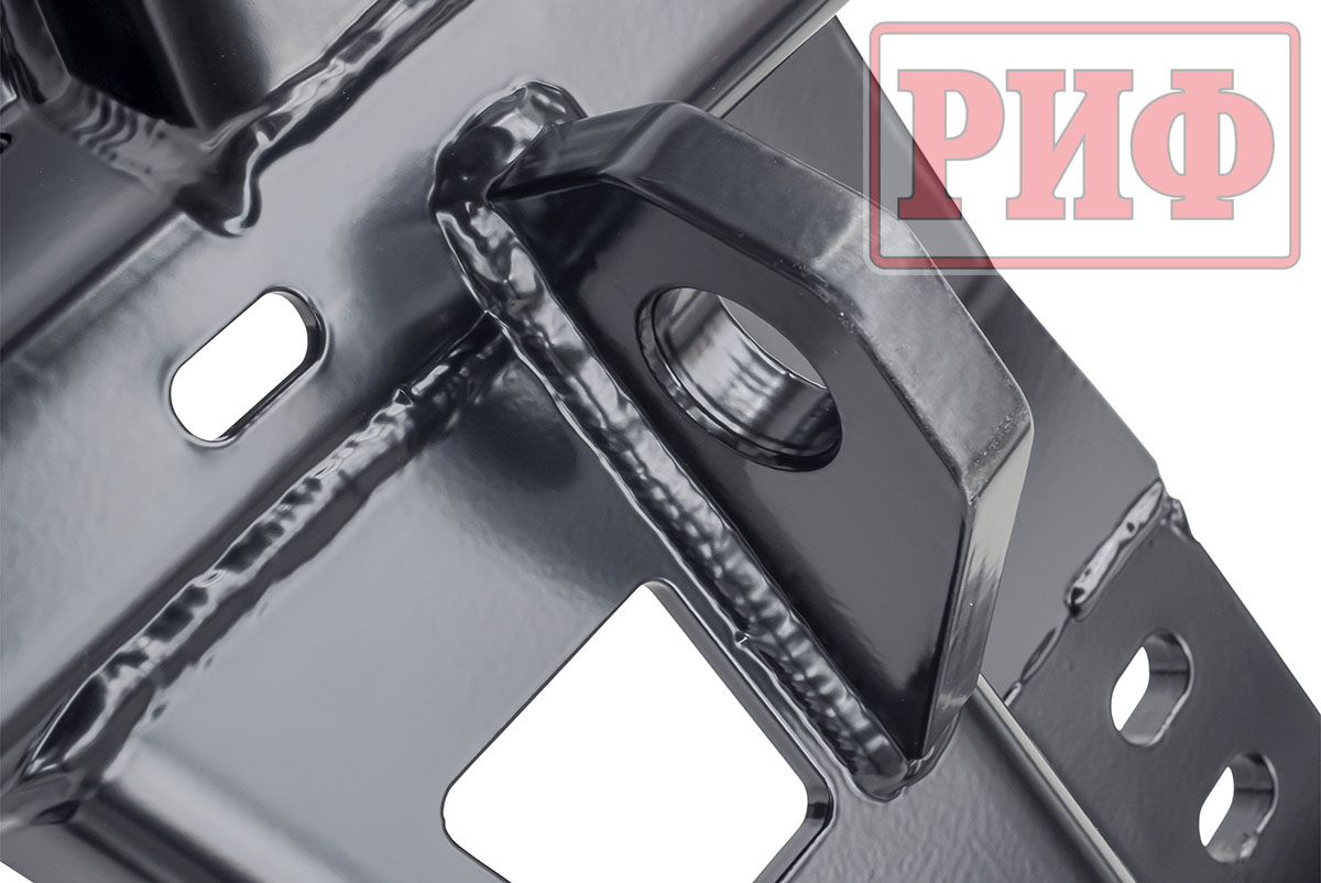 Бампер задний силовой/защита штатного бампера РИФ для Toyota Land Cruiser Prado 150 c квадратом под фаркоп, калиткой, подсветкой номера