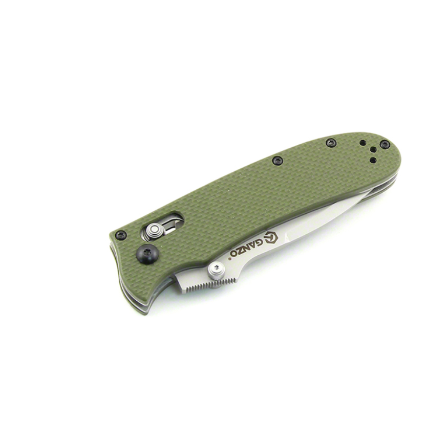 Нож GANZO 704, с клипсой, длина клинка 86 мм, сталь 440С, зелёный