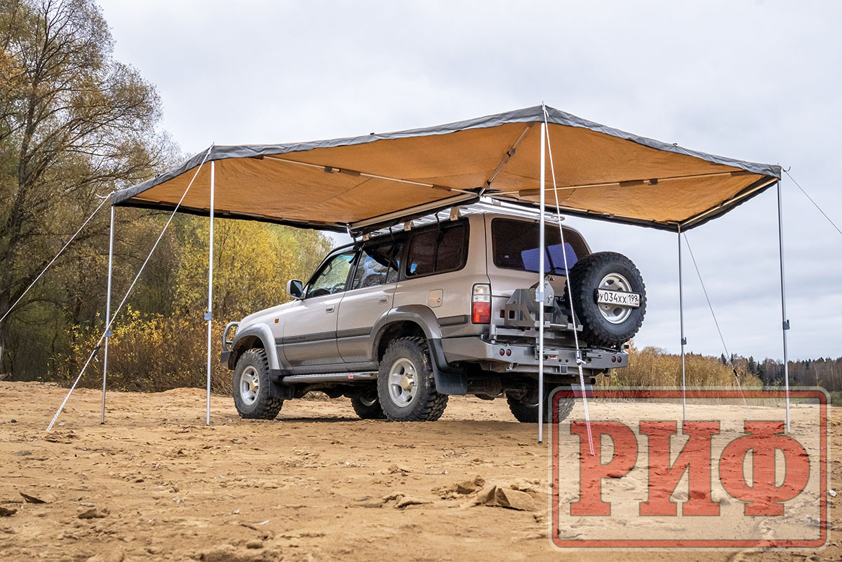 Маркиза автомобильная РИФ комбинированная (прямоугольная с веерной частью) 2,0х2,0 м (левая)