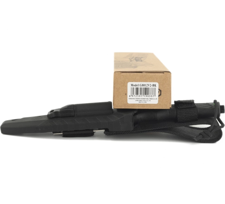 Нож туристический GANZO, длина 243 мм, сталь 8CR13, черный, с паракордом, в ножнах