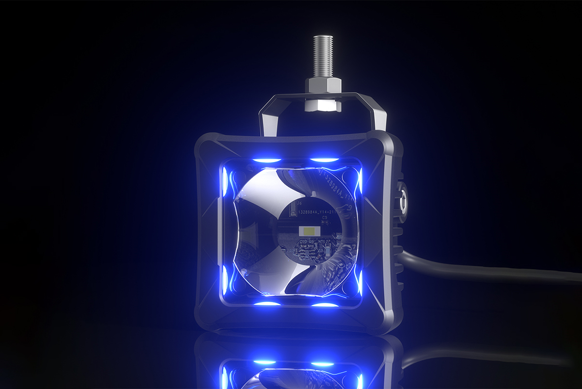 Светодиодная фара дальнего света AURORA 76x76 мм 30W с RGB подсветкой