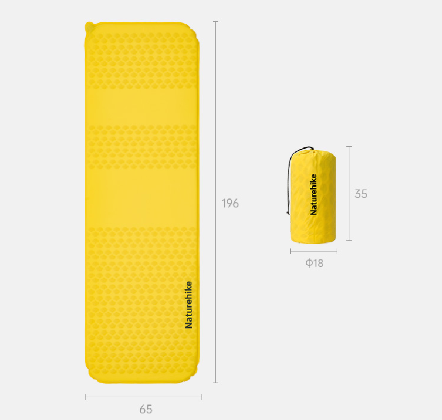Коврик надувной Naturehike 196х65х3,5 см, желтый