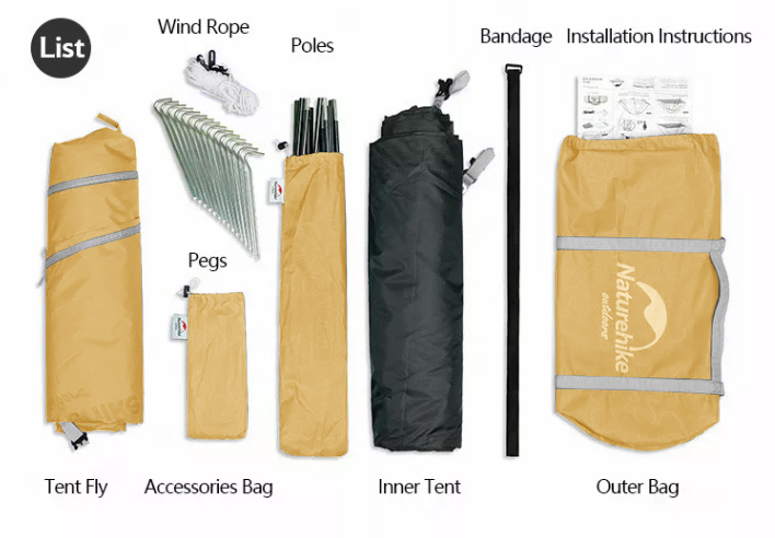 Палатка Naturehike P-Series 2-местная, алюминиевый каркас, желтая