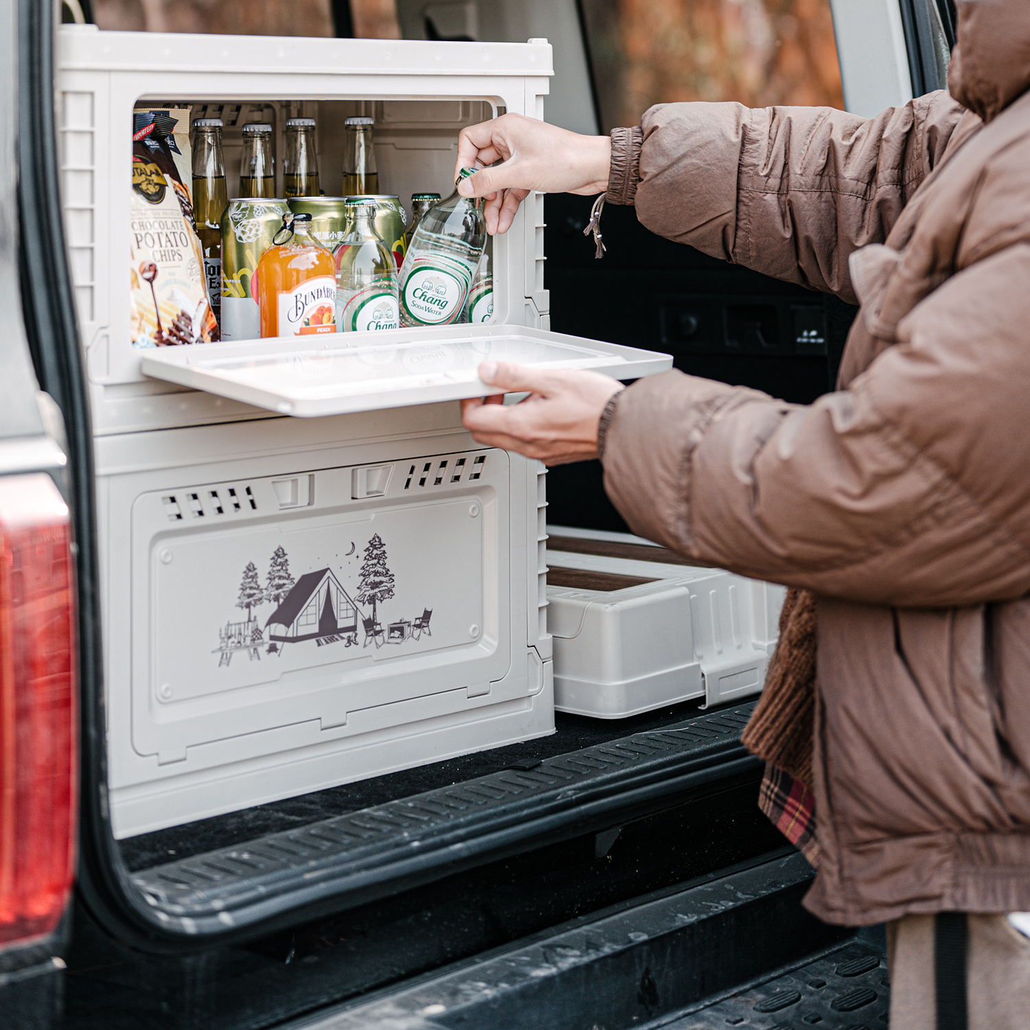 Ящик туристический Naturehike 50 л, трансформер, со столешницей, бежевый
