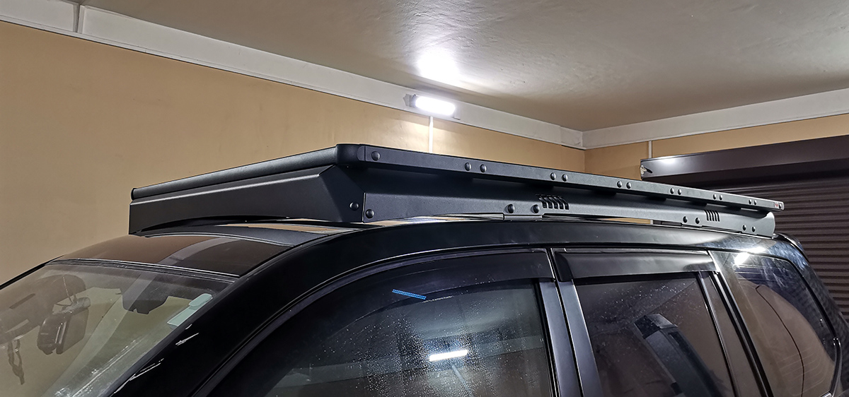 Багажник экспедиционный (платформа) алюминиевый РИФ 1150x2080 мм для Toyota Land Cruiser Prado 120 (с крепежом)