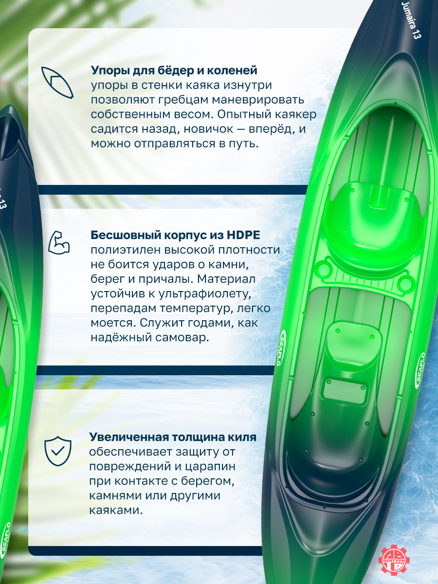 Каяк SEAFLO River Rover XL тандем 13 (400 см), тип Sit-In. синий.