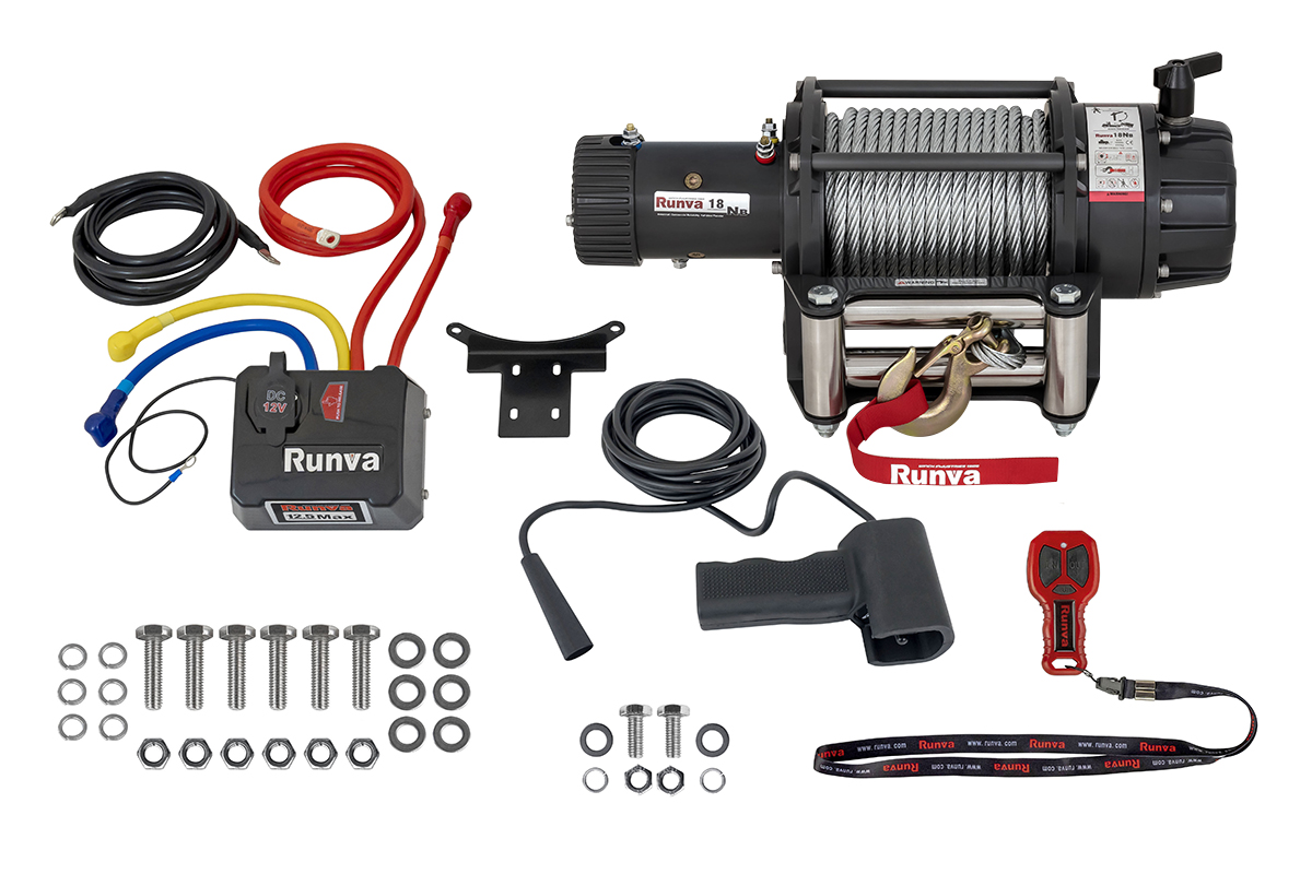 Лебёдка автомобильная электрическая 24V Runva EWB18000S24V влагозащищенная, стальной трос