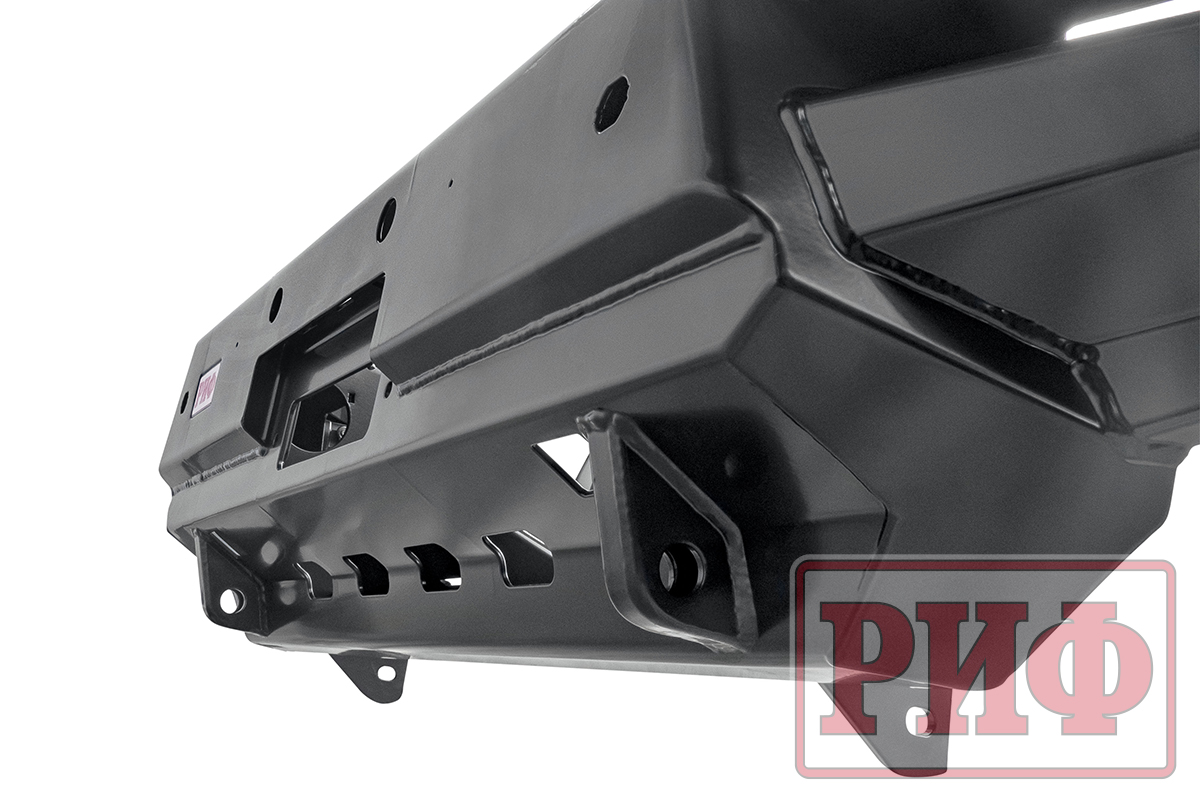 Бампер РИФ силовой передний Mitsubishi Pajero Sport 2015+  L200 2015- с доп. фарами (арт. B0205), под парктроник