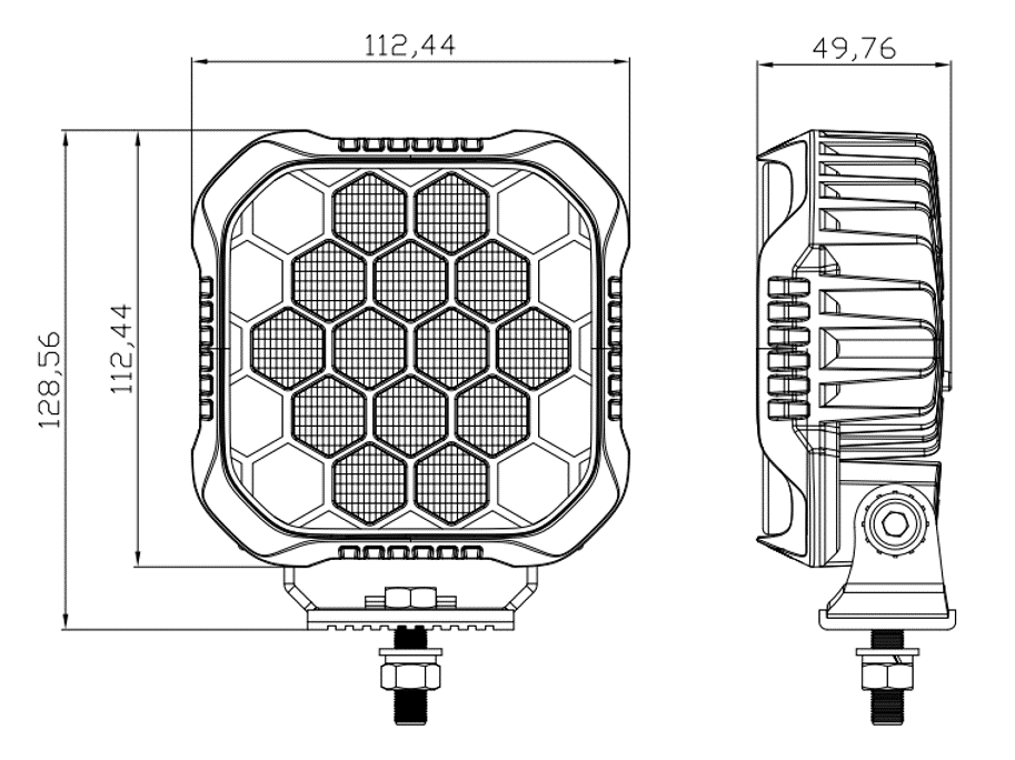 Светодиодная фара дальнего света РИФ 112x112x50 мм 90W LED