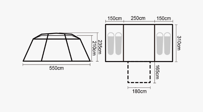 Палатка Naturehike Village 17, 4-местная, автоматическая, алюминиевый каркас, коричневая