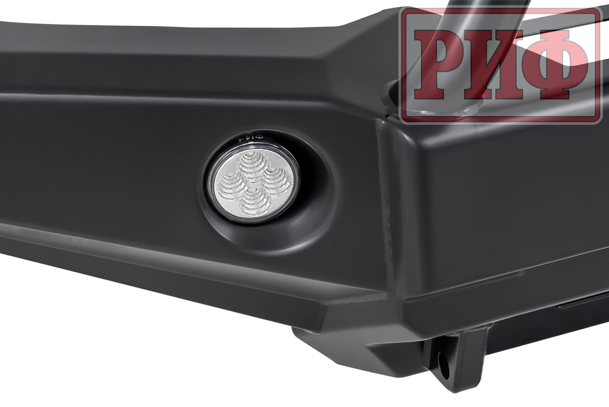 Бампер РИФ силовой передний Toyota Land Cruiser Prado 120 c доп. фарами, центральной дугой, защитой бачка омывателя