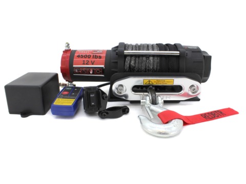 Лебедка для квадроцикла 12В 4500 lbs (2040 кг) TROPHY (синтетический трос)