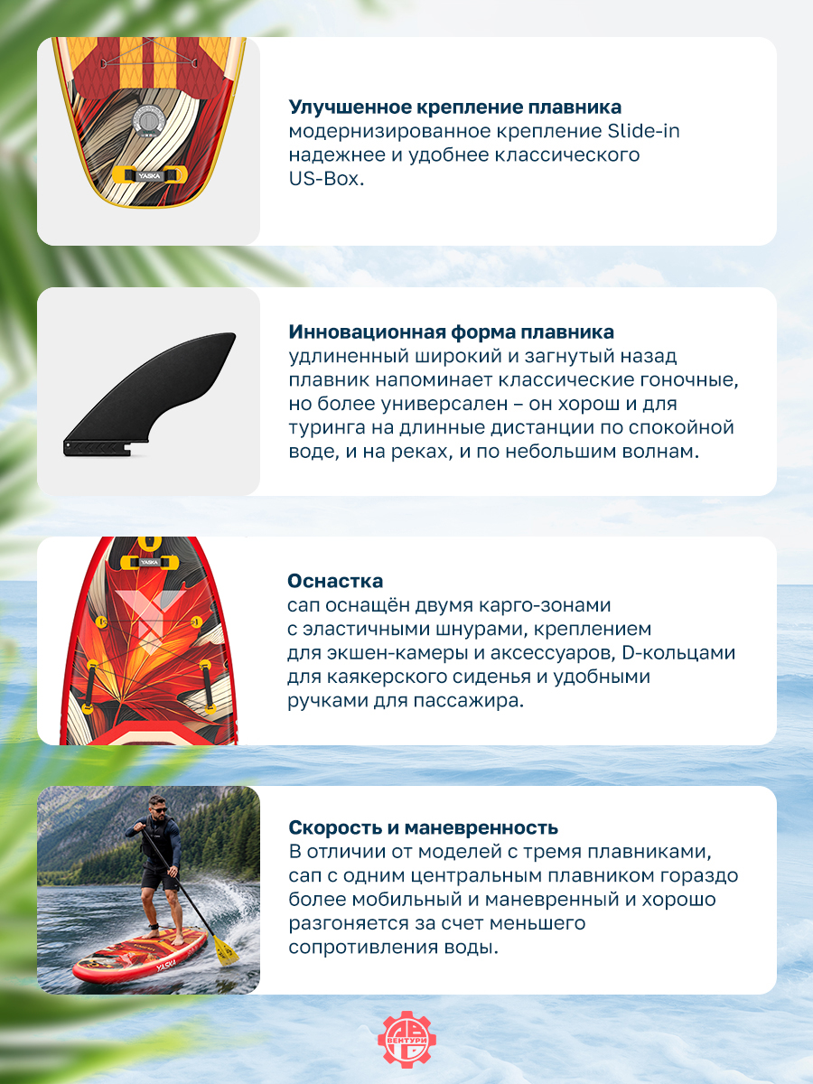Сапборд надувной YASKA ONTARIO 335x88x15 см (красно-желтый)