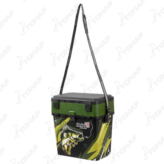 Ящик рыболовный зимний HELIOS ZANDER, 19 л, двухсекционный хаки