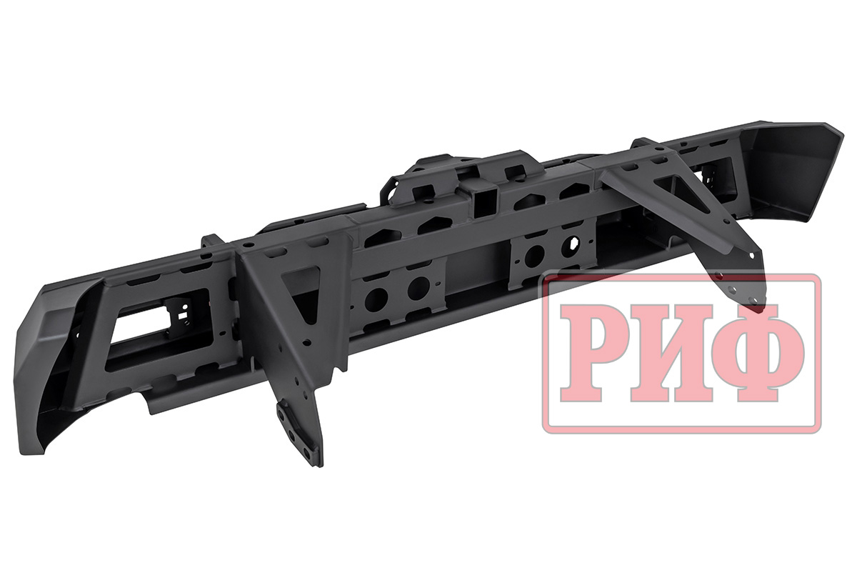 Бампер РИФ силовой задний Great Wall Poer с квадратом под фаркоп и фонарями
