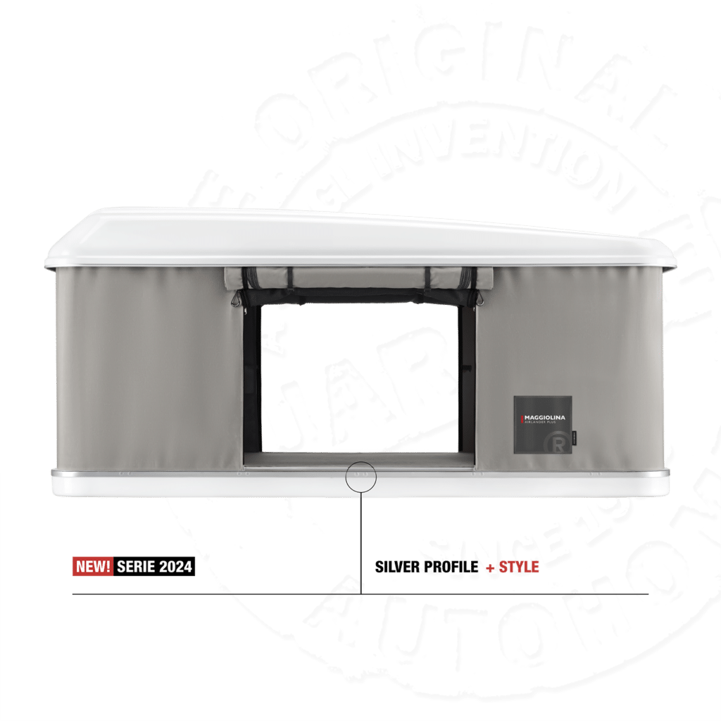 Палатка на крышу автомобиля AUTOHOME MAGGIOLINA AIRLANDER PLUS SMALL GRAY X-LONG, серый тент, лестница 215 мм