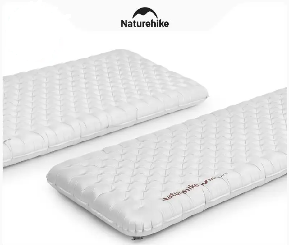 Коврик надувной Naturehike 196х64х12 см, серебристый карбон