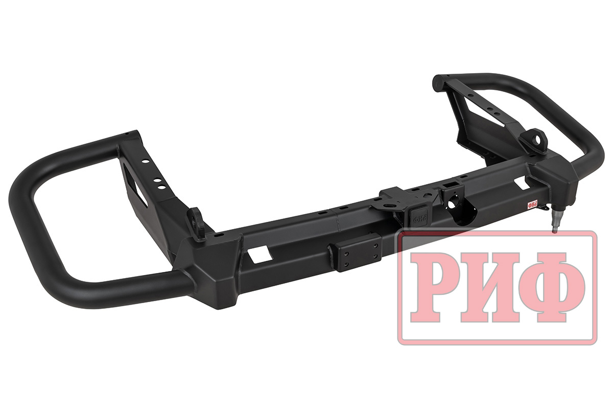 Бампер РИФ силовой задний Toyota Land Cruiser 200 2007-2015 c квадратом под фаркоп и калиткой, стандарт
