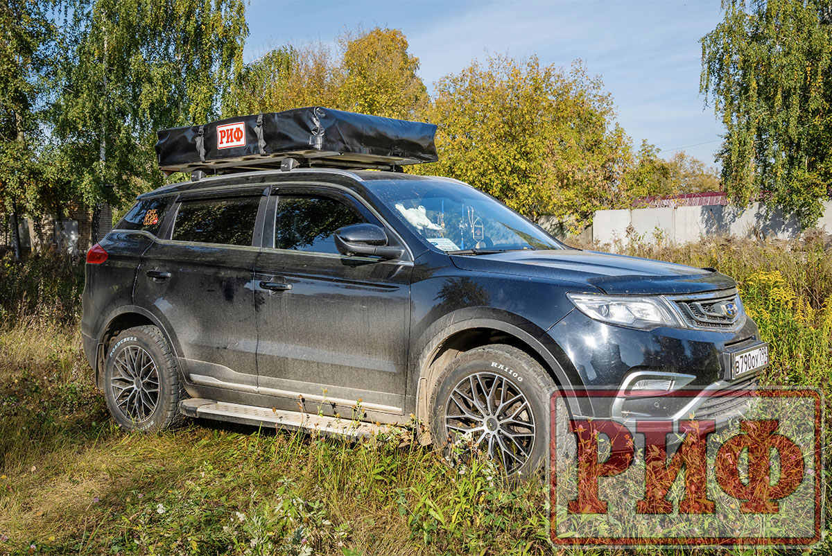 Палатка на крышу автомобиля РИФ Soft RT01-140W, тент песочный, корпус черный, 240х140х130 см