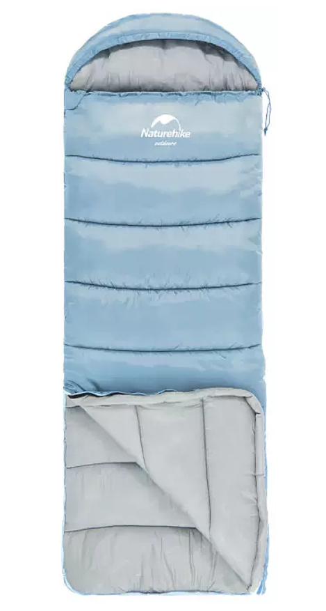 Мешок спальный Naturehike U250, (190х30)х75 см, (правый) (ТК: +6C), голубой
