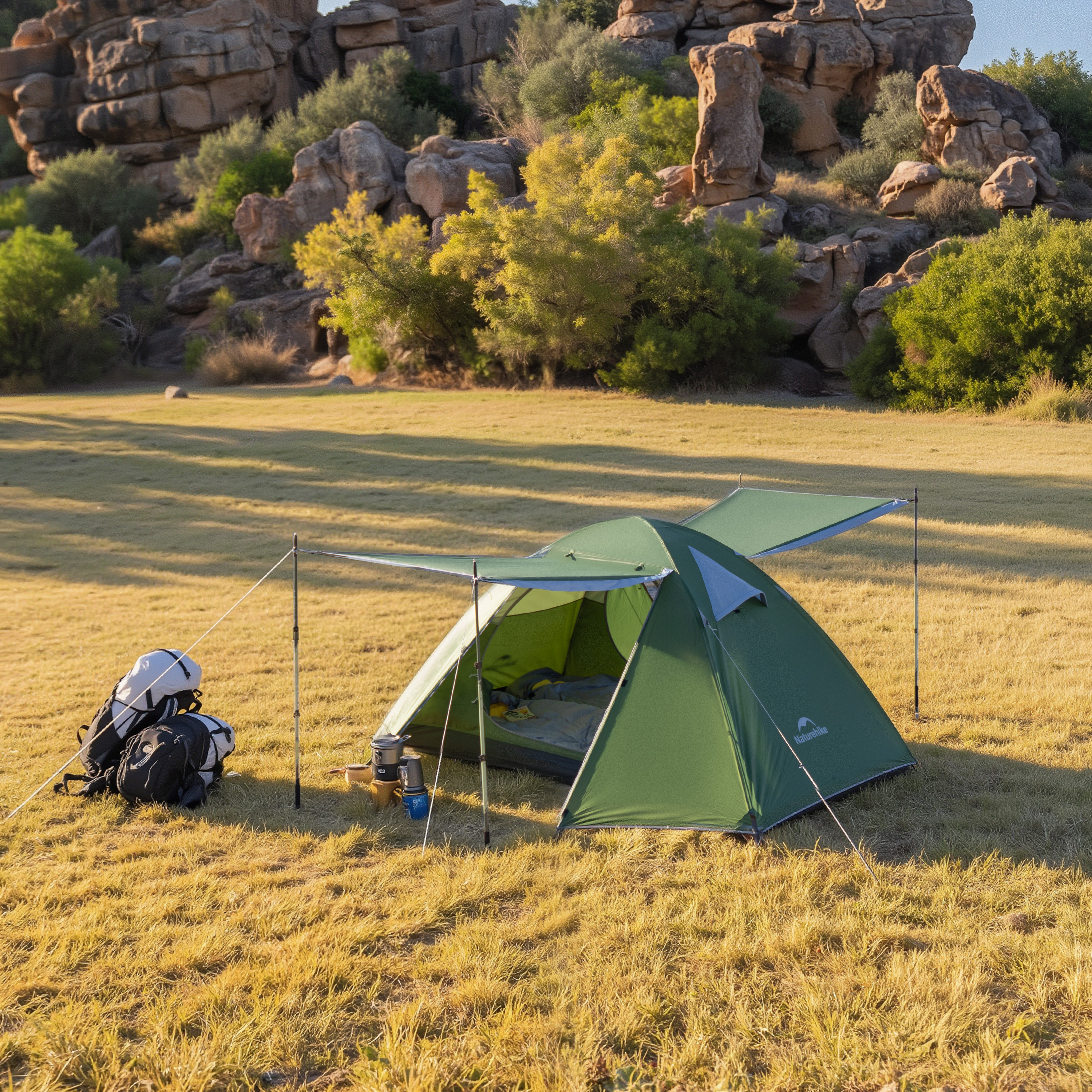 Палатка Naturehike Bleik Series 3-местная, тип B, алюминиевый каркас, зеленая