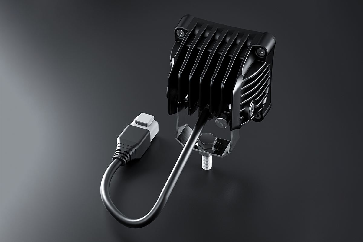 Светодиодная фара дальнего света AURORA 76x76 мм 30W с RGB подсветкой