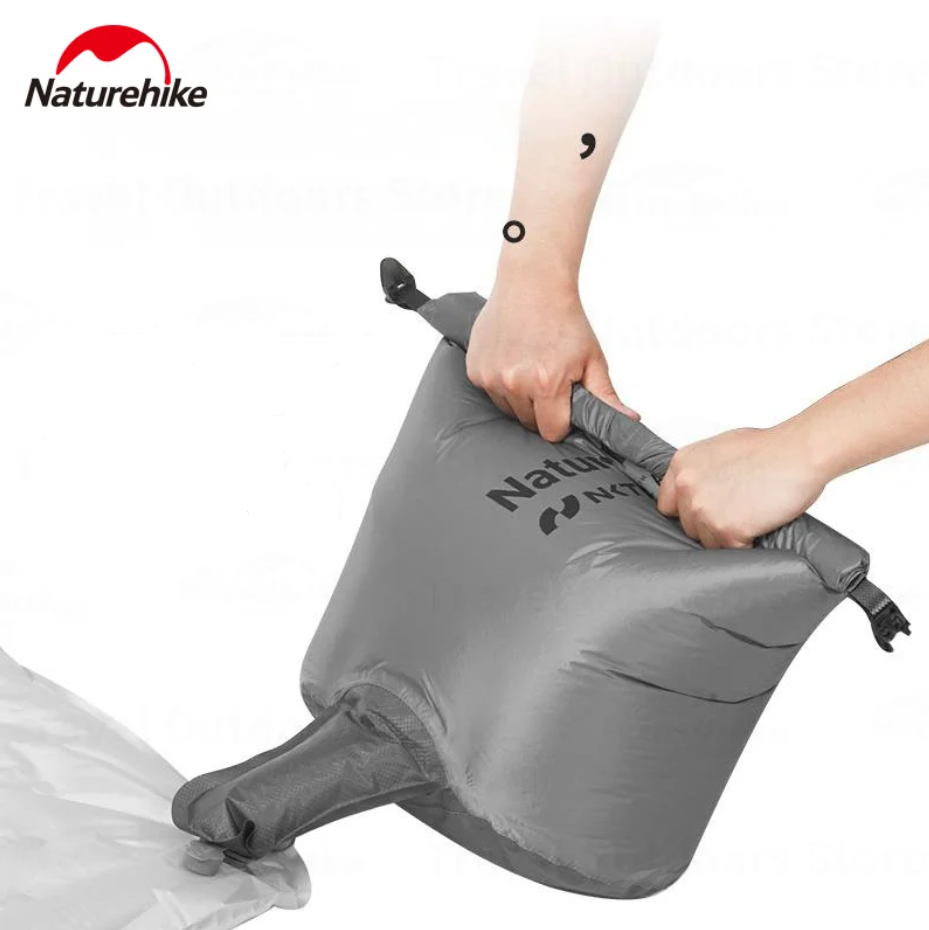 Коврик надувной Naturehike 196х64х12 см, серебристый карбон