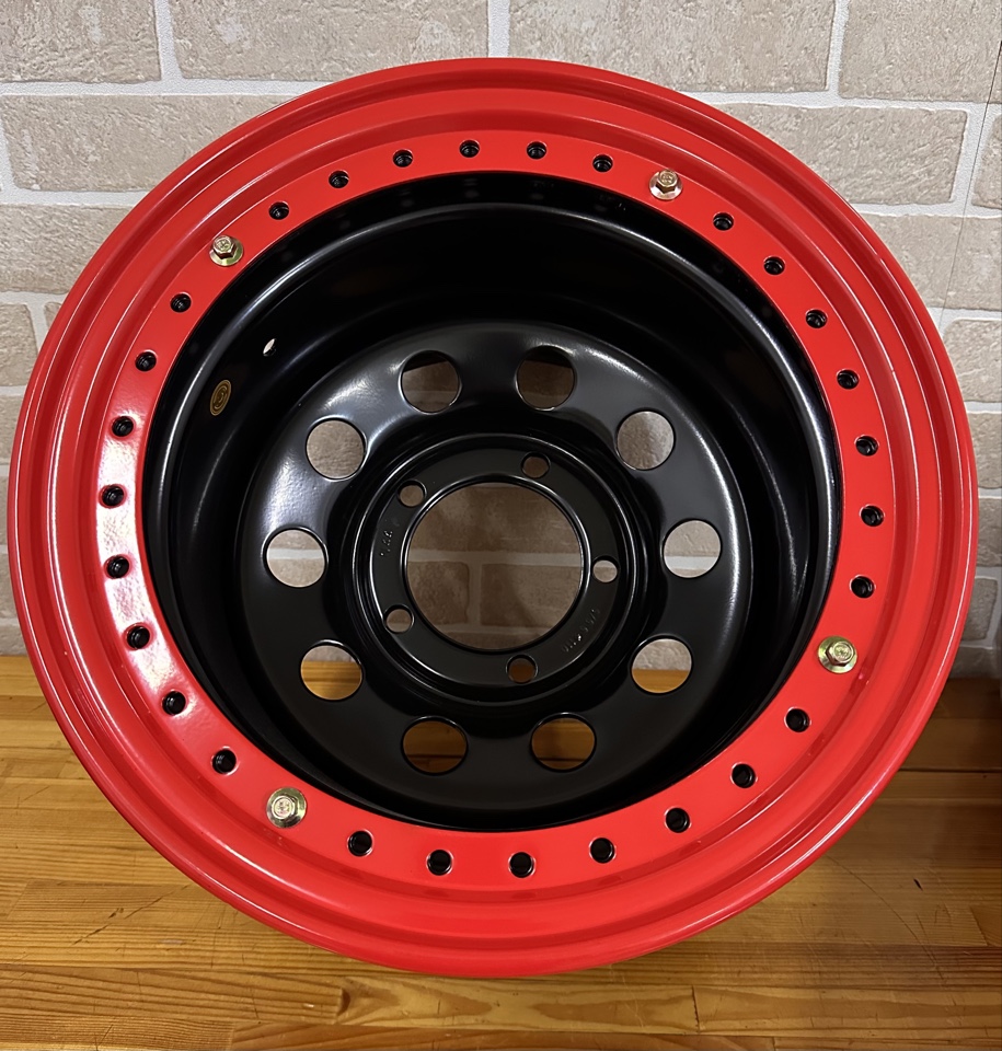 Диск усиленный УАЗ стальной черный 5x139,7 10xR15 d110 ET-44 с бедлоком (красный) уценка