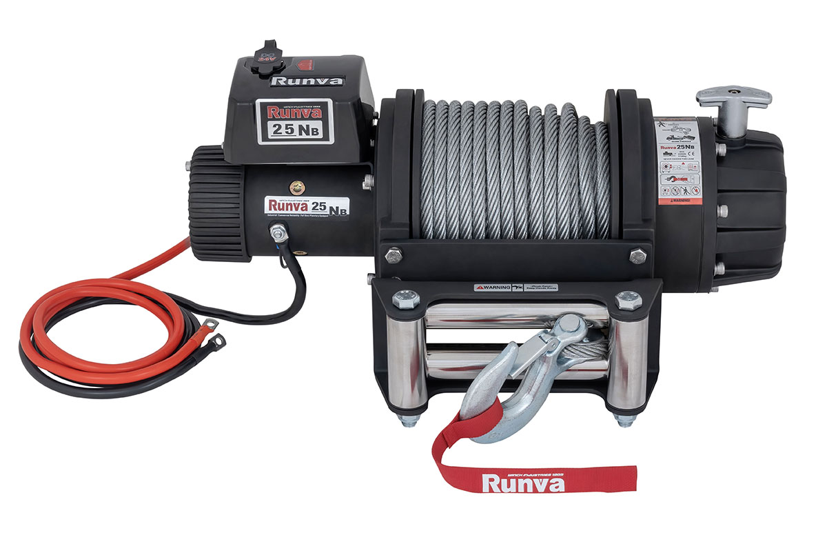 Лебёдка электрическая 24V Runva EWB25000S24V влагозащищенная, стальной трос