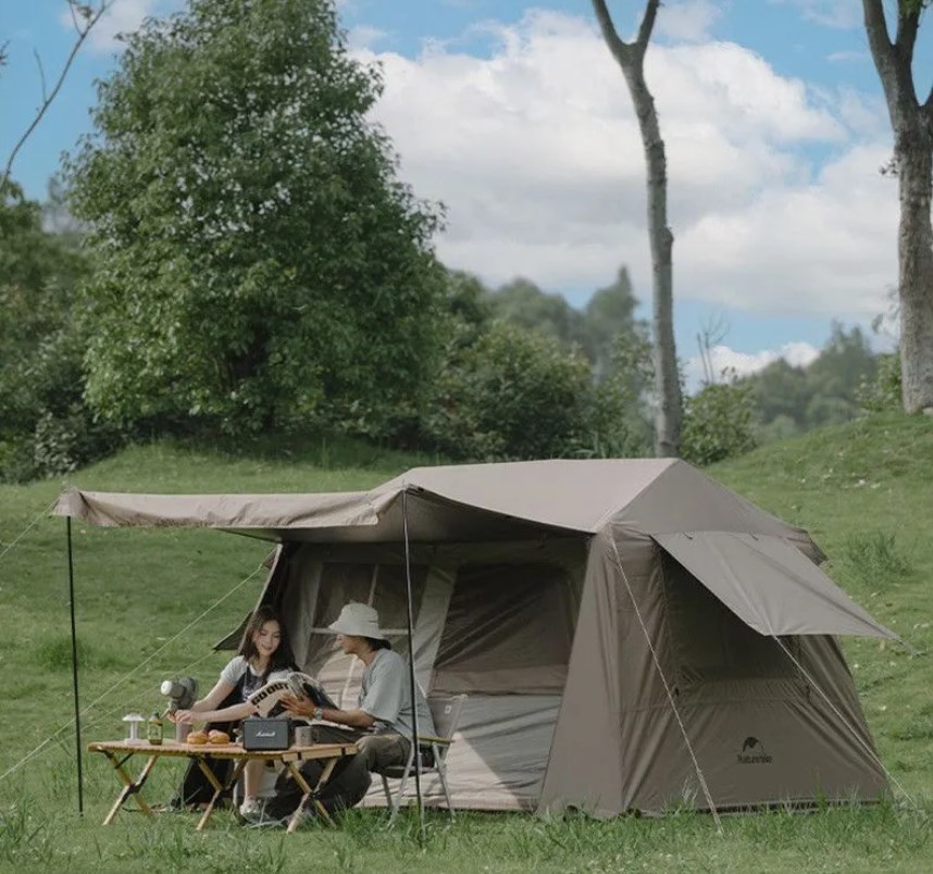 Палатка Naturehike Village 6.0 II поколения 4-местная, быстросборная, коричневая