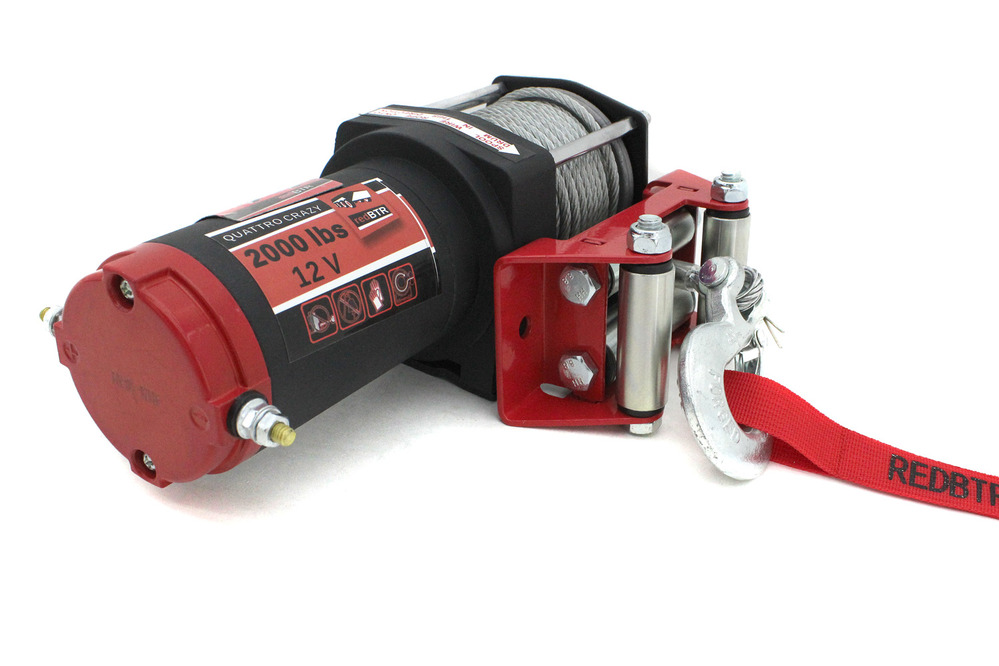 Лебедка для квадроцикла 12В 2000 lbs (907 кг) 2 кВт (усиленный корпус, стальной трос)