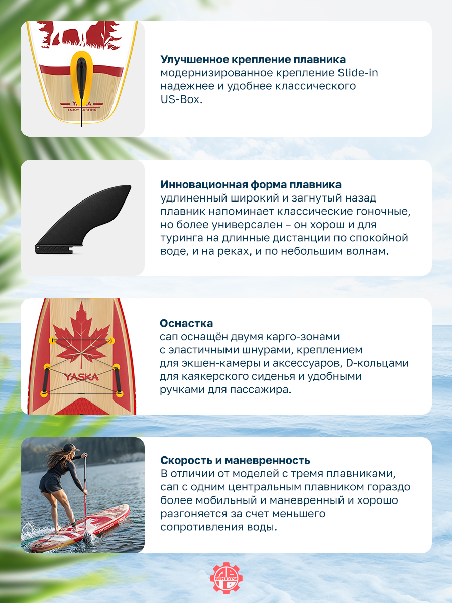 Сапборд надувной YASKA YUKON 335x88x15 см (красно-белый)
