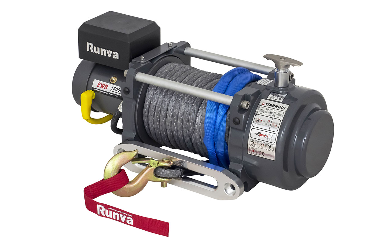 Лебёдка электрическая (индустр.) 12V Runva EWN15000USR 6800 кг синтетический трос