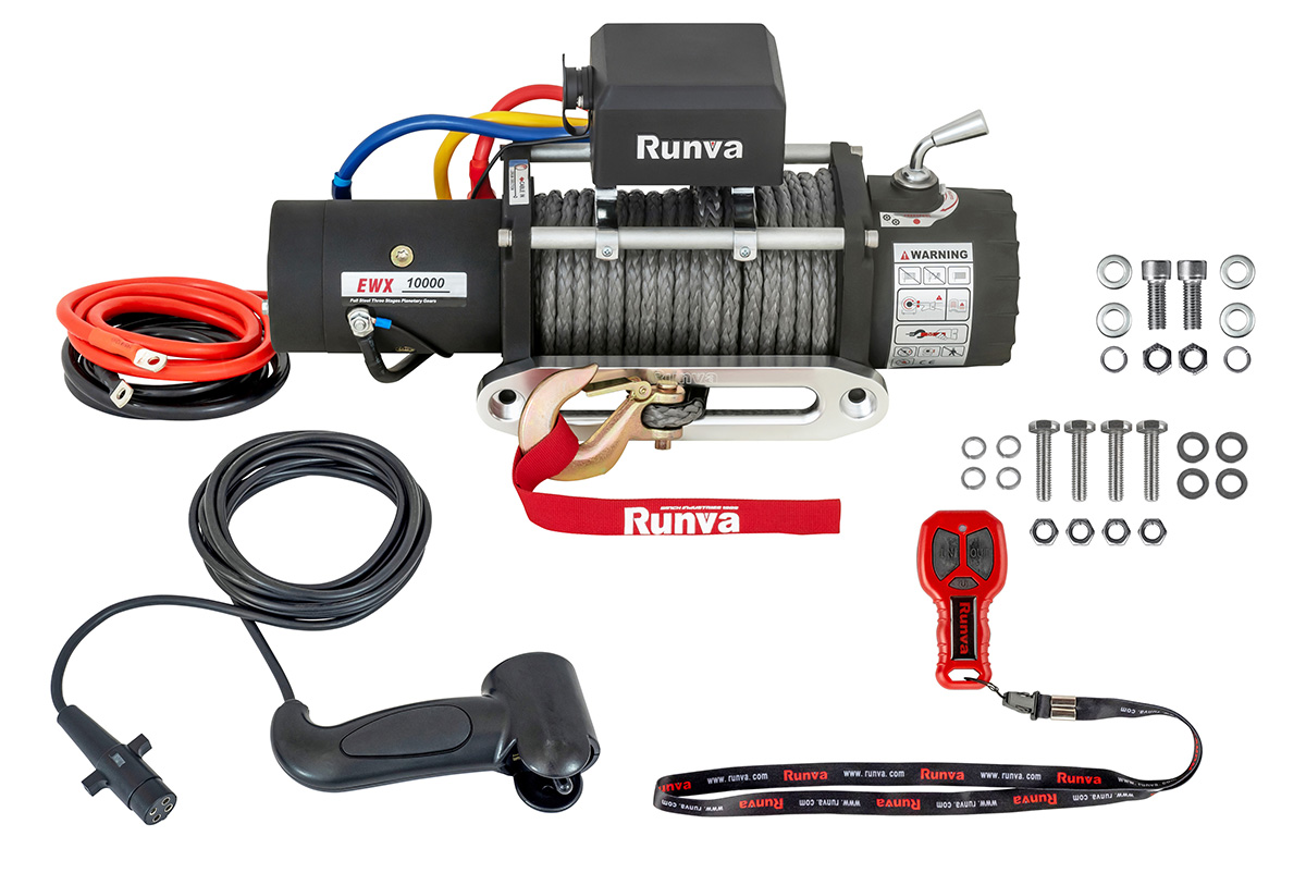Лебёдка автомобильная электрическая 12V Runva EWX10000SSR 4500 кг (синтетический трос)