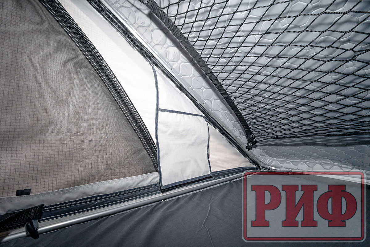 Палатка на крышу автомобиля РИФ Hard RT05-125W, корпус белый, тент светло-серый, 210х125х150