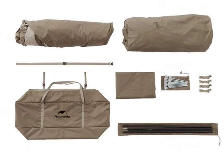 Палатка Naturehike Village 6.0 II поколения 4-местная, быстросборная, коричневая