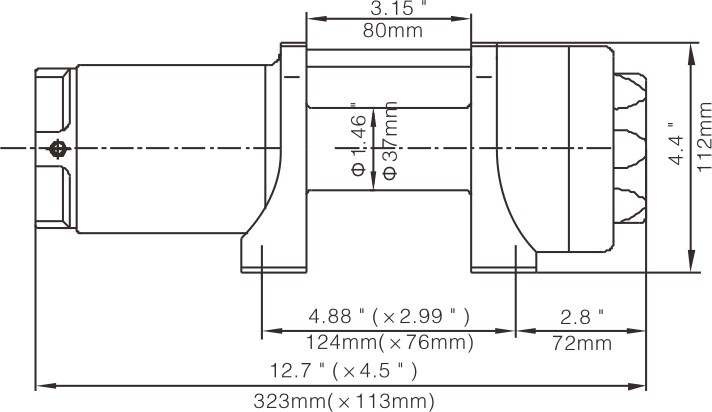 Лебёдка электрическая 12V Runva 2500 lbs 1140 кг (синтетический трос)
