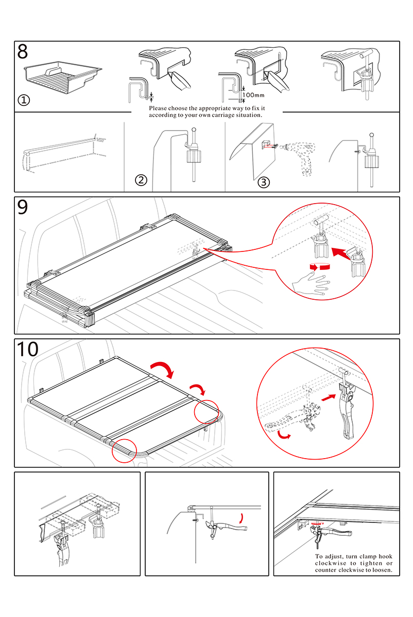 Крышка кузова РИФ для Dodge Ram 2019, трёхсекционная 2000х1813/1740 мм, алюминиевая, черная (6,5 ft)