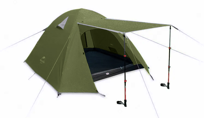 Палатка Naturehike P-Series 4-местная, алюминиевый каркас, зеленая