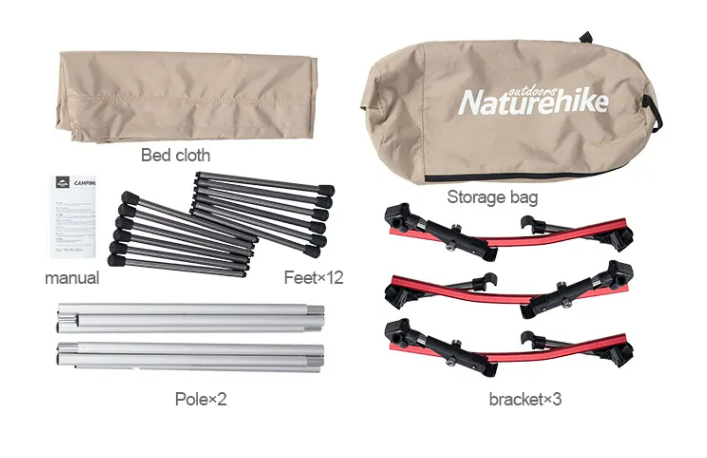 Раскладушка Naturehike XJC04 190х65х38 см, до 155 кг, черная