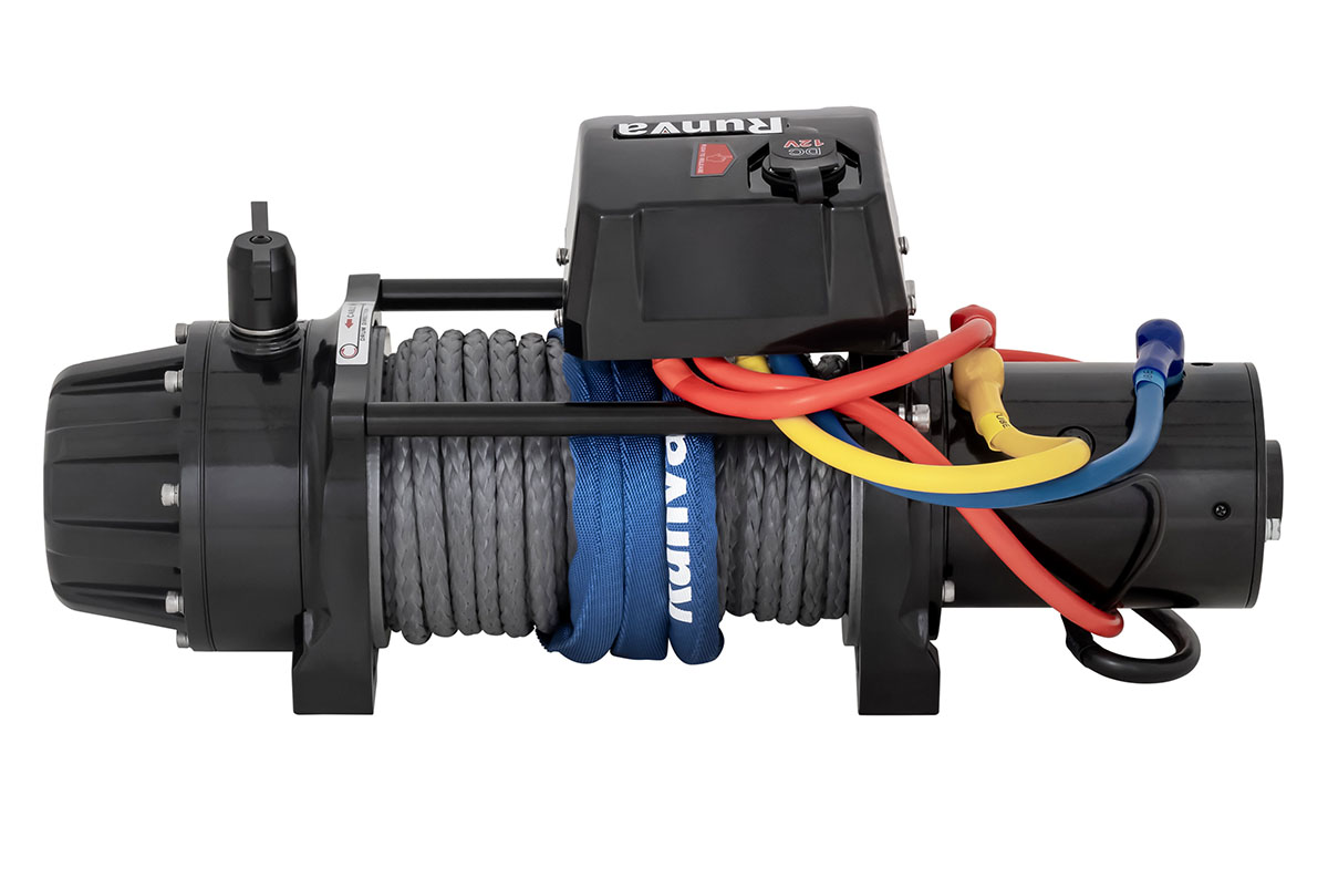 Лебёдка автомобильная электрическая 12V Runva EWB9500SSR 4350 кг влагозащищенная, синтетический трос