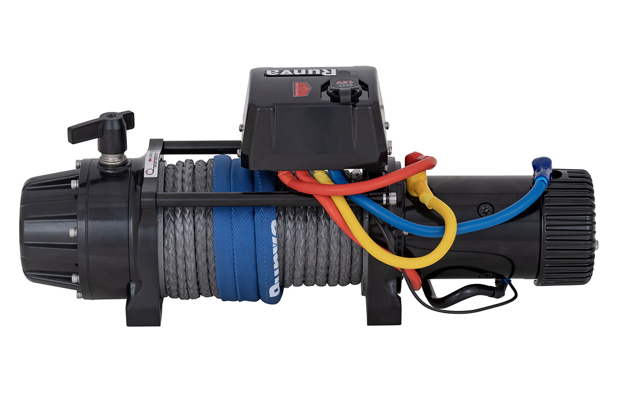 Лебёдка электрическая высокоскоростная 12V Runva EWB9500S-Q 4350 кг, влагозащищенная, синтетический трос